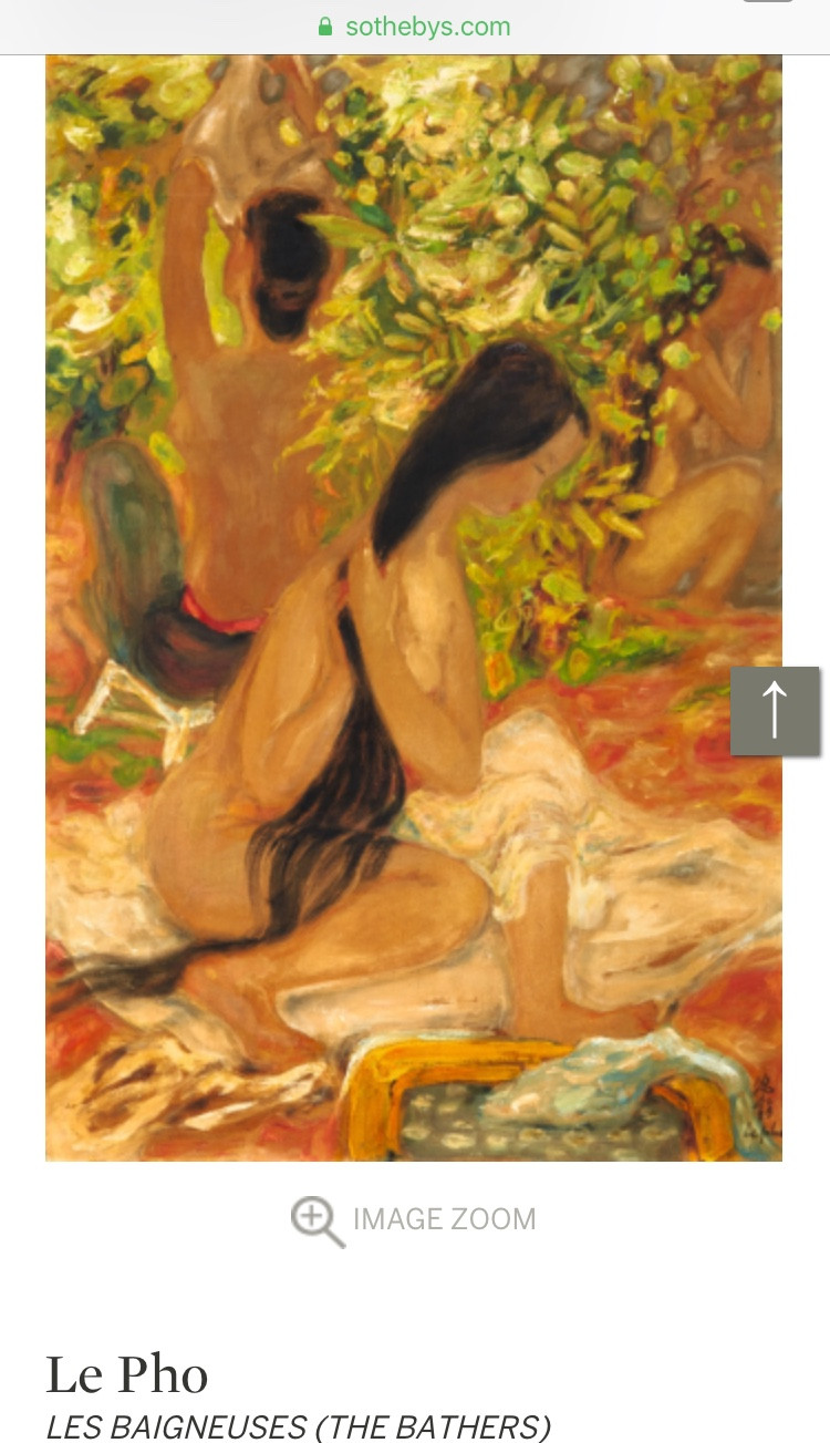 Bức “Les Baigneuses” (The Bathers) đề tên Lê Phổ cũng có giá gõ búa lên tới 135,416 USD Bức “Les Baigneuses” (The Bathers) đề tên Lê Phổ cũng có giá gõ búa lên tới 135,416 USD