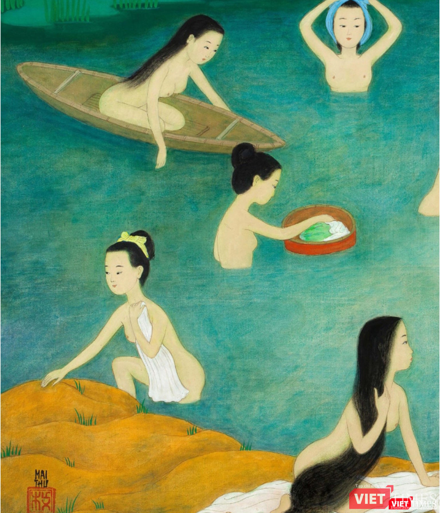 Tranh mô tả 10 cô gái tắm nude đẹp tinh khiết