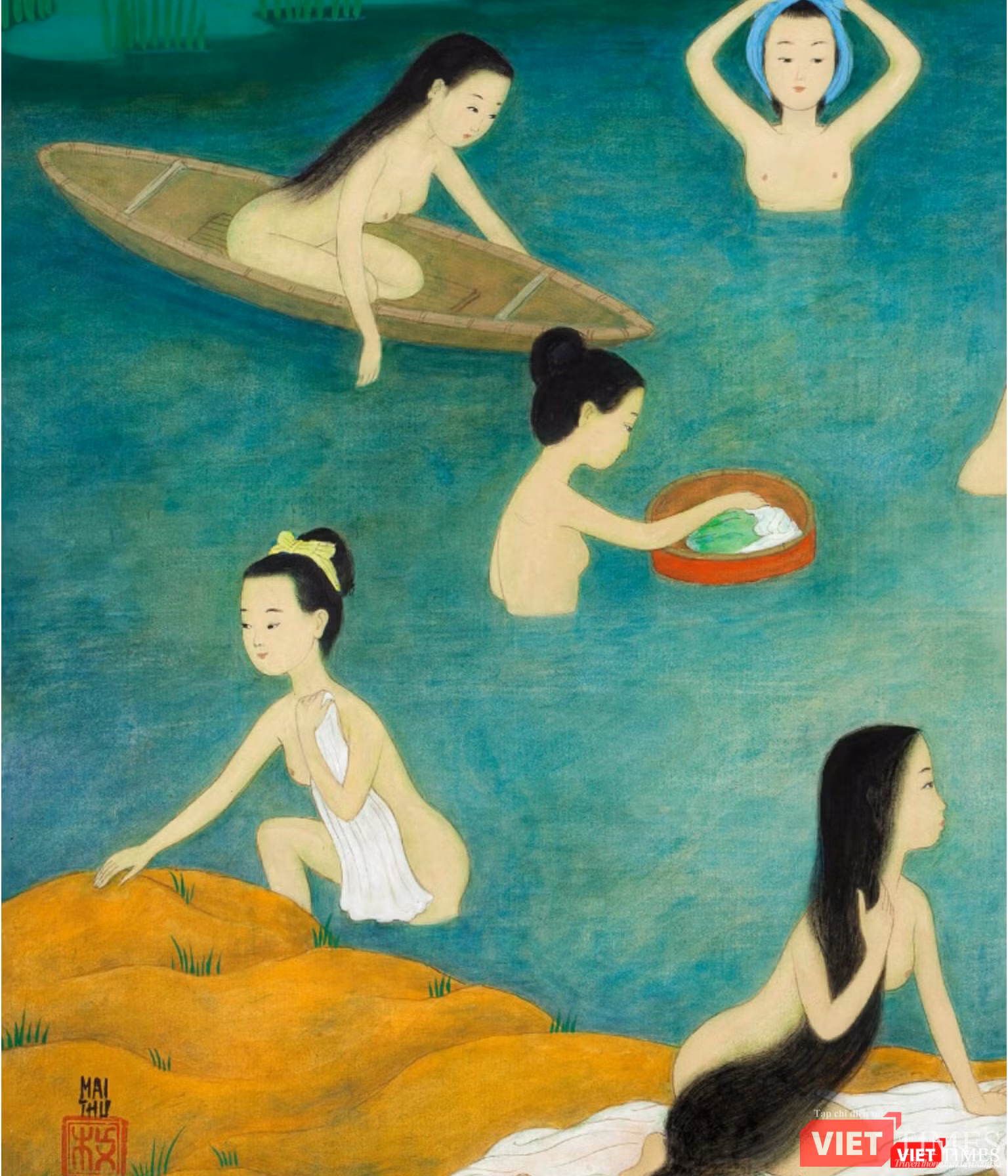 Tranh mô tả 10 cô gái tắm nude đẹp tinh khiết