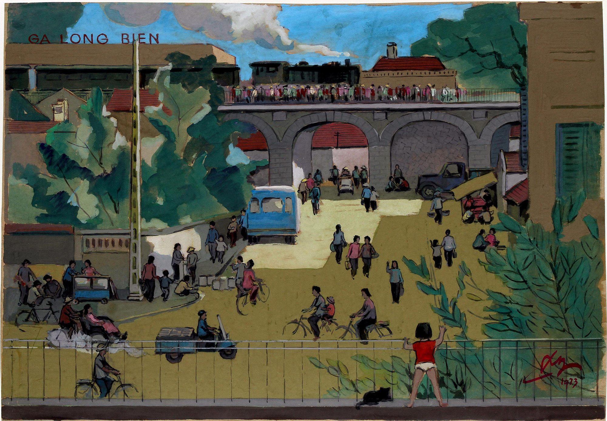 "Ga Long Biên" vào tranh Lê Văn Xương "Ga Long Biên" vào tranh Lê Văn Xương