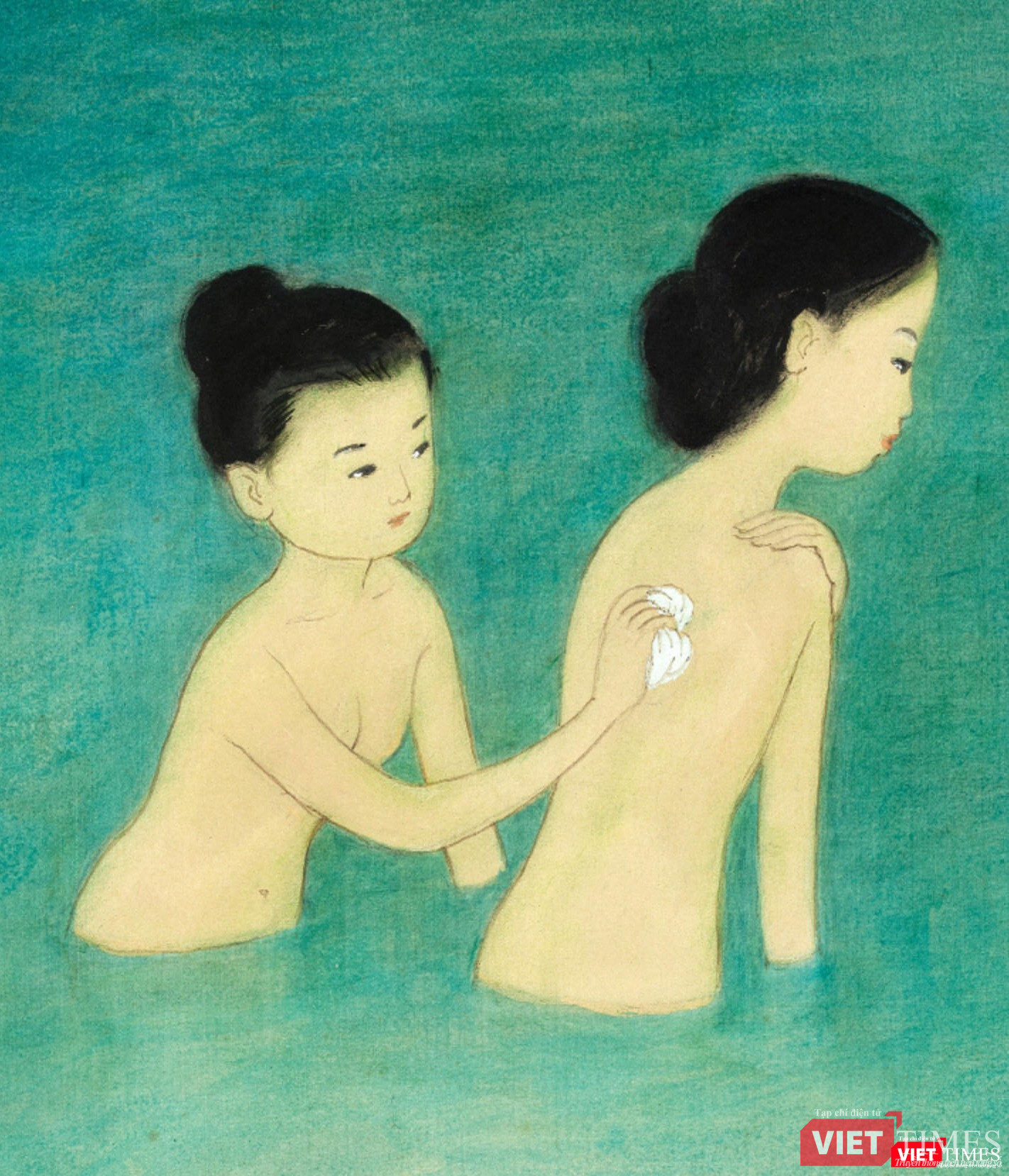 Trích một góc tranh "Những người phụ nữ tắm" của Mai Trung Thứ
