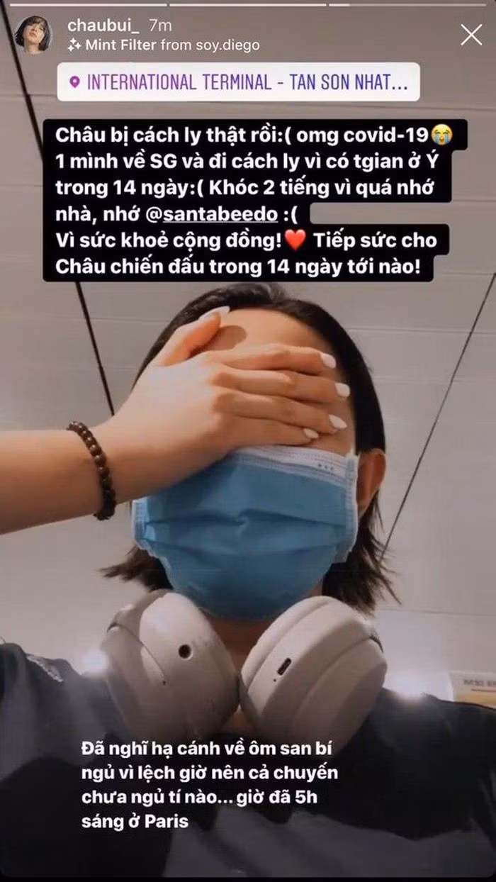 (Fashionista) Châu Bùi là một trong những khách mời tham gia tuần lễ thời trang tại Ý, về đến Việt Nam, cô liền được đưa về khu cách ly tập trung