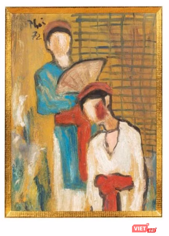 Một bức tranh ở lot 75 được ghi tên danh họa Bùi Xuân Phái nhưng nét vẽ ngô nghê (Ảnh: Drouot)