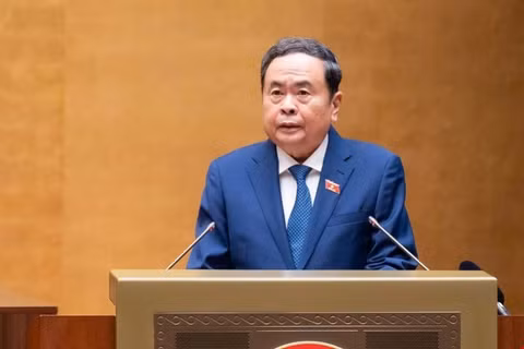 Chủ tịch Quốc hội Trần Thanh Mẫn phát biểu khai mạc Kỳ họp không thường lệ thứ Nhất, Quốc hội khóa XVI. Ảnh: TTXVN.