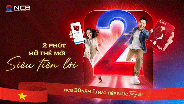 Khách hàng có thể mở thẻ tín dụng online trên NCB iziMobile và chi tiêu ngay chỉ sau 2 phút