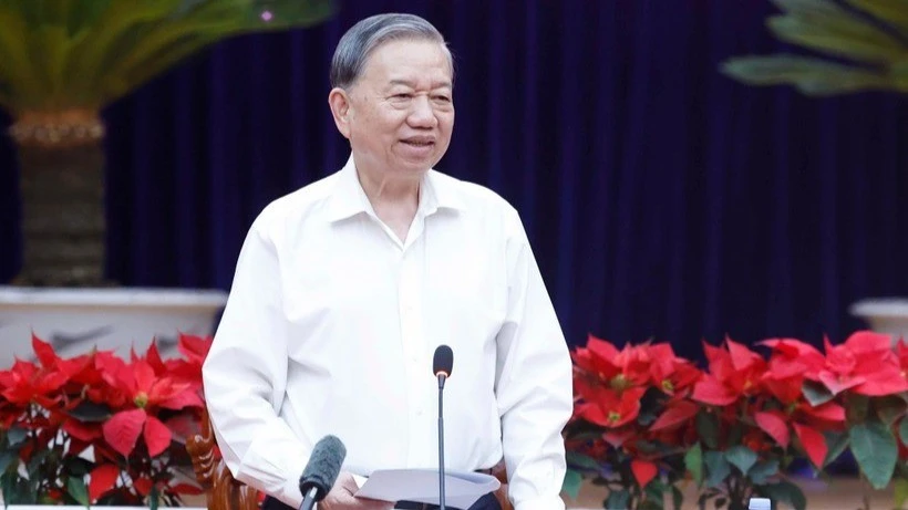 Tổng bí thư Tô Lâm Tết Đảng bộ, chính quyền và Nhân dân tỉnh Đắk Lắk nhân dịp chuẩn bị đón Xuân Bính Ngọ. Ảnh: TTXVN.