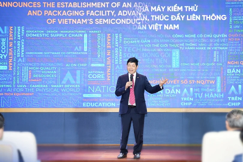 Chủ tịch FPT Trương Gia Bình cho biết nhà máy kiểm thử và đóng gói tiên tiến sẽ giúp khép kín hệ sinh thái bán dẫn tại Việt Nam.