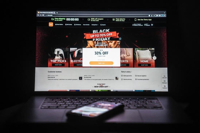Trang web của Temu, hiển thị trên internet tại Hồng Kông ngày 3/11/ 2022. Ảnh: Bloomberg