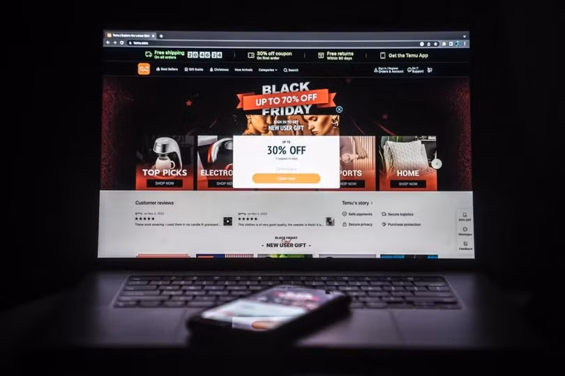 Trang web của Temu, hiển thị trên internet tại Hồng Kông ngày 3/11/ 2022. Ảnh: Bloomberg