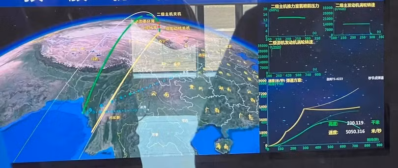 Hoạt động phóng tên lửa Zhuque-2 trên màn hình giám sát. Ảnh SpaceNews