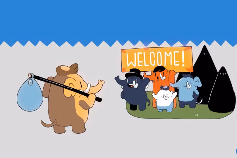 Logo chào đón gia nhập Mastodon. Ảnh The Verge