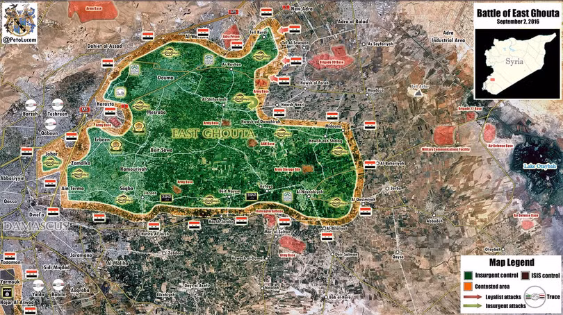 Bản đồ chiến sự vùng Đông Ghouta, Damascus