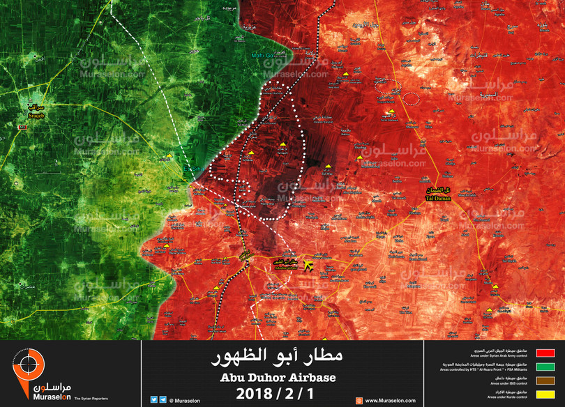 Bản đồ tình hình chiến sự Syria tính đến ngày 01.02.2018 theo Muraselon