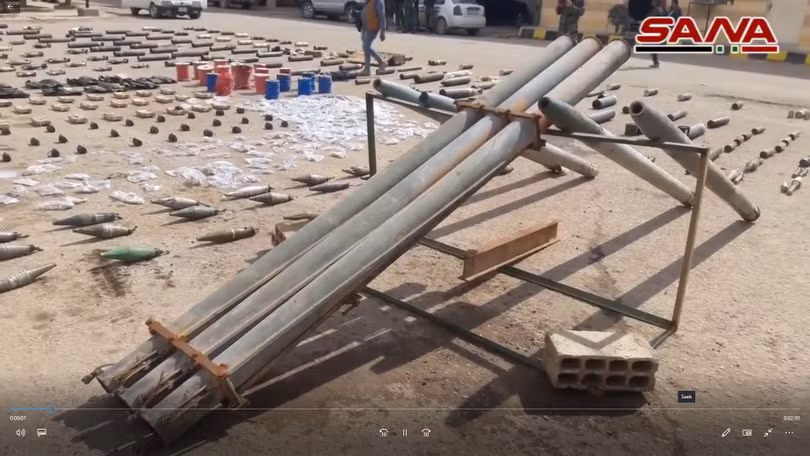 Kho vũ khí của lực lượng khủng bố IS trên chiến trường Deir Ezzor - ảnh video truyền thông SANA