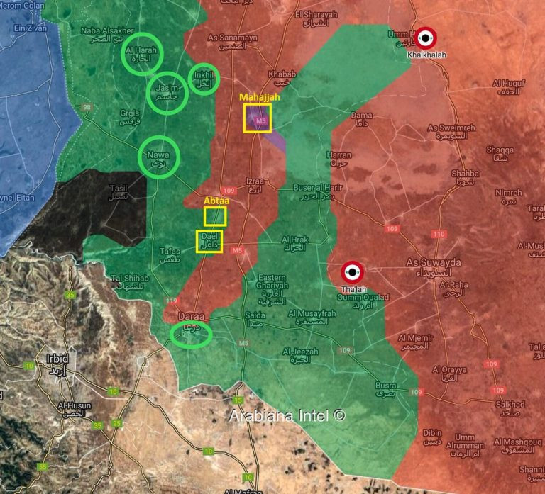 Những mục tiêu chủ yếu của quân đội Syria trong chiến dịch tam gọi là giải phóng Daraa - Al-Quneitra, bản đồ South Front