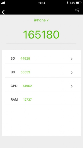 Điểm AnTuTu của iPhone 7 trên phiên bản iOS 11.1.2. Nguồn: GSMArena