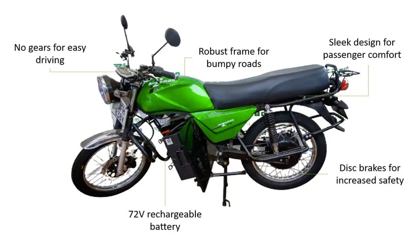 Xe máy Zembo. Được sản xuất tại Uganda. Ảnh Electrek