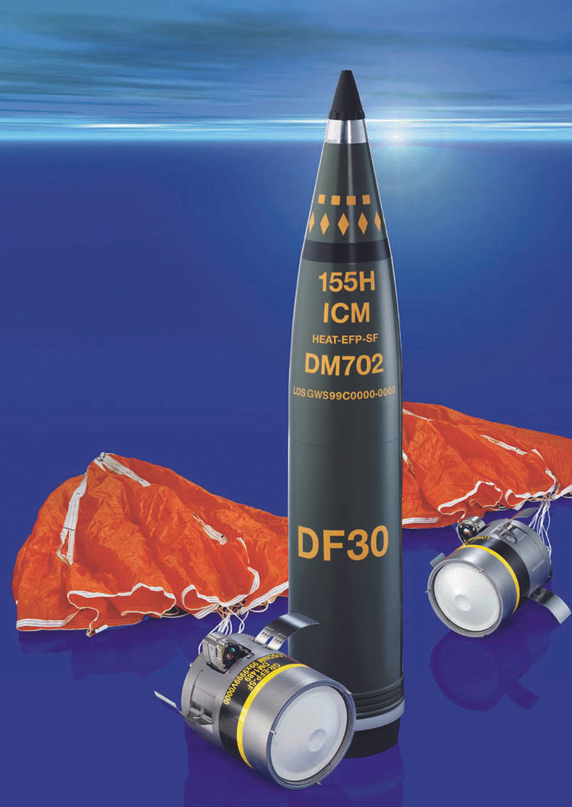 Đạn pháo cassete SMArt 155 mm với 2 đạn thứ cấp do Đức sản xuất. Ảnh South Front. Đạn pháo cassete SMArt 155 mm với 2 đạn thứ cấp do Đức sản xuất. Ảnh South Front.