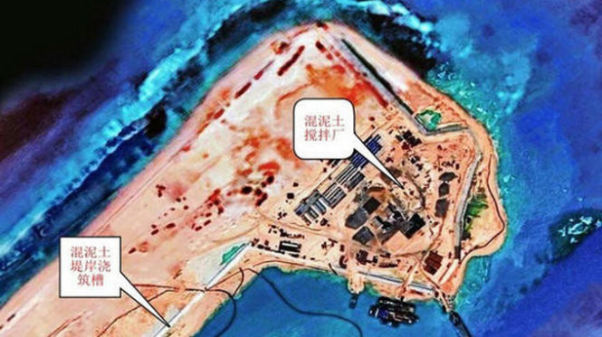 Hình ảnh về khu trộn bê tông ở bãi đá Chữ Thập