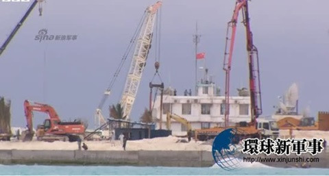 Điểm đóng quân trái phép của Trung Quốc ở đá Chữ Thập thuộc chủ quyền Việt Nam - Ảnh: Sohu 