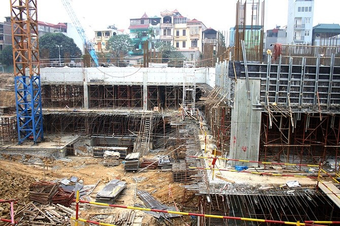 Bên trong công trường thi công Goldmark City. 