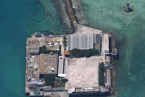 Hình ảnh cơ sở tại đá Chữ Thập do Trung Quốc công bố. Ảnh: BackChina