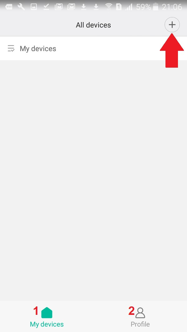 Hướng dẫn về bộ kích sóng WiFi: Mở ứng dụng MiHome trên điện thoại, vào phầnProfile(tab 2) để đăng nhập bằng tài khoản đăng ký ở bước 1, sau đó trở lại phầnMy devices(tab 1) và bấm dấu + phía trên để dò thiết bị