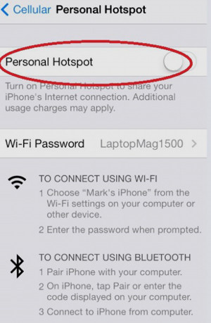 Hướng dẫn phát WiFi bằng iPhone: Kích hoạt Personal Hotspot sang chế độ On (Bật).