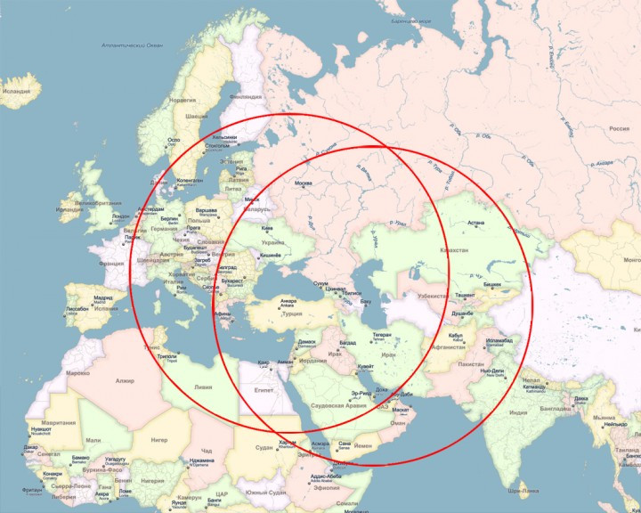 Phạm vi tấn công của tên lửa Kalibr từ khu vực biển Caspian