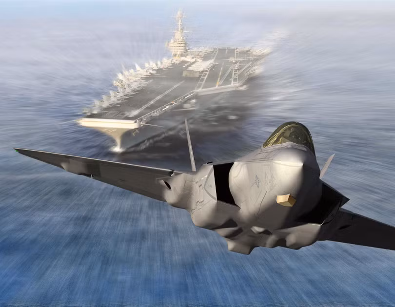 Chiến đấu cơ tàng hình F-35 cất cánh từ tàu sân bay Mỹ