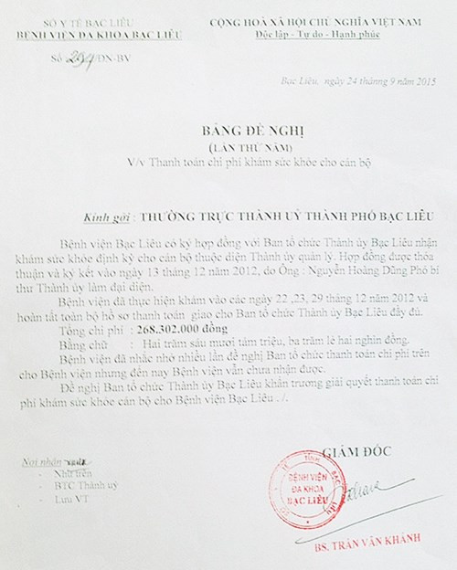 Thành ủy Bạc Liêu hết tiền hoạt động ảnh 1