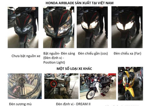 Phần lớn xe máy đã có sẵnđèn định vị, đèn sương mù.