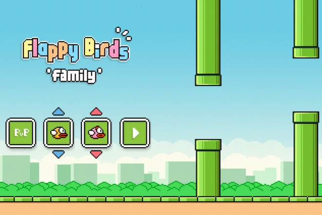 Flappy Birds Family có thể chơi 2 người cùng lúc, chia đôi màn hình tivi.