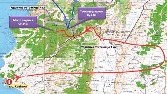 Bộ Quốc phòng Nga công bố bản đồ thảm họa Su – 24 ở Syria