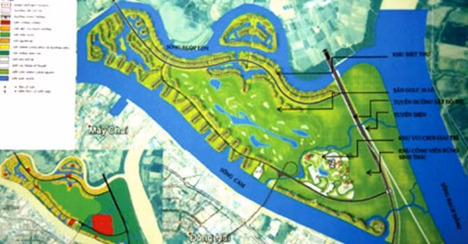 Quy hoạch các khu chức năng chính của Khu vui chơi giải trí, nhà ở và công viên sinh thái đảo Vũ Yên.