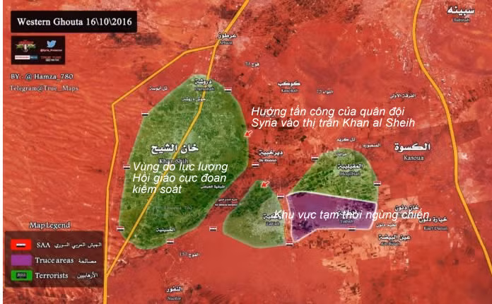 Bàn đồ vùng chiến sự khu vực Tây Ghouta