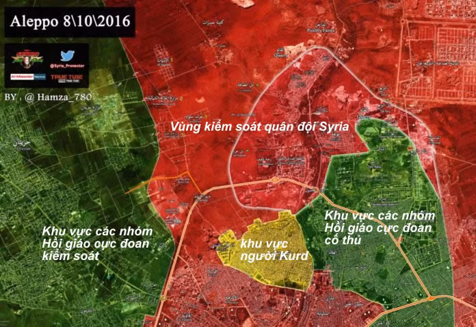 Bản đồ tình hình chiến sự thành phố Aleppo