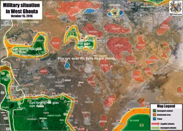 Bản đồ chiến sự khu vực Tây Ghouta