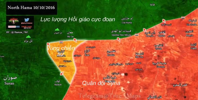 Bản đồ chiến sự tỉnh Hama.