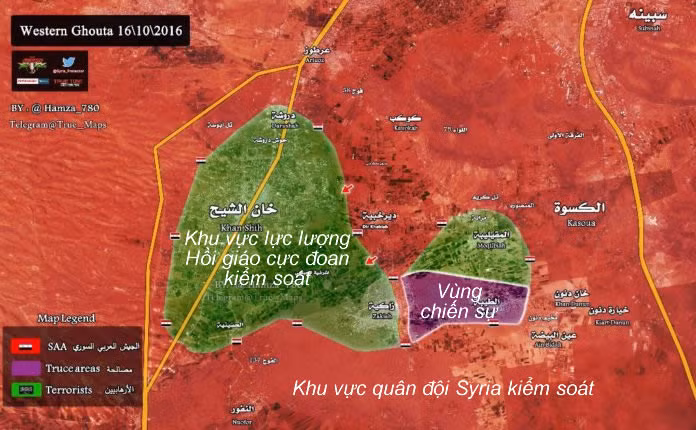 bản đồ tính hình chiến sự trên vùng Tây Ghouta