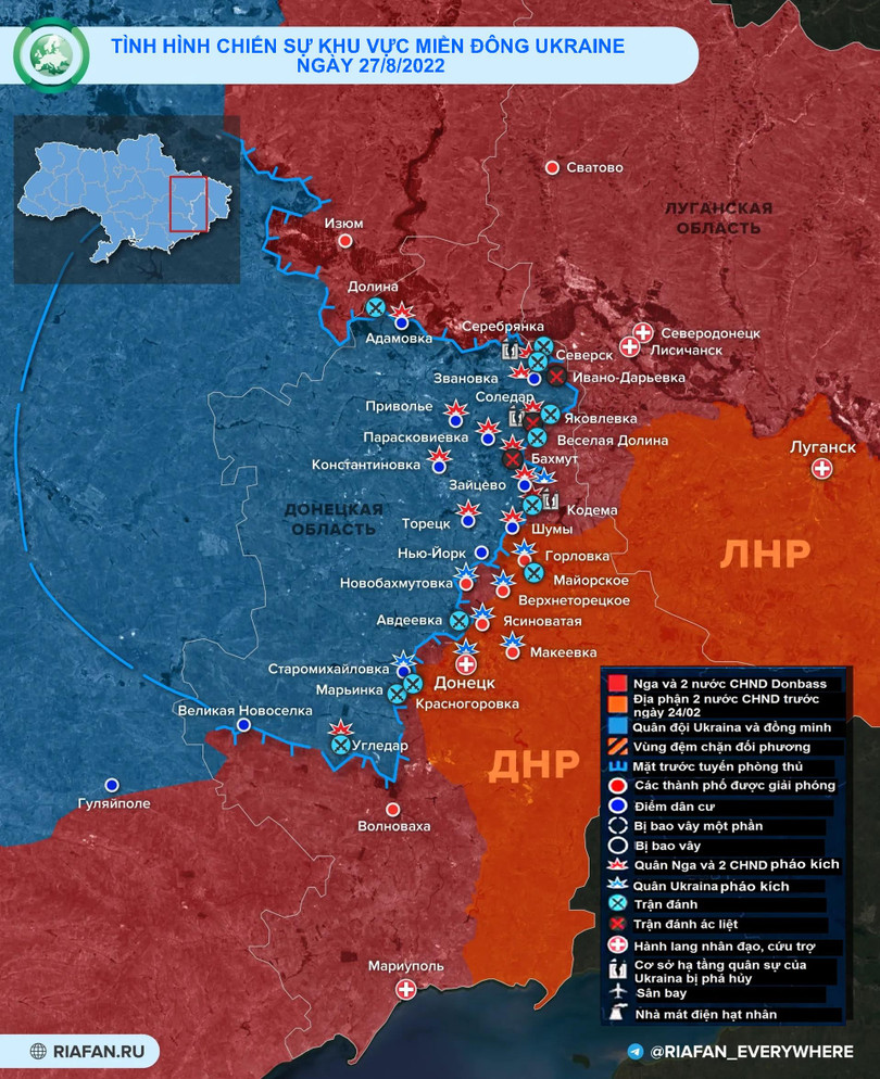 Tình hình chiến sự miền Đông Ukraine ngày 27/8. Ảnh RIA.FAN