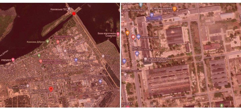 Vị trí của nhà máy Sokil ở Nova Kakhovka, ngày 28/8/2022. Ảnh: liveuamap