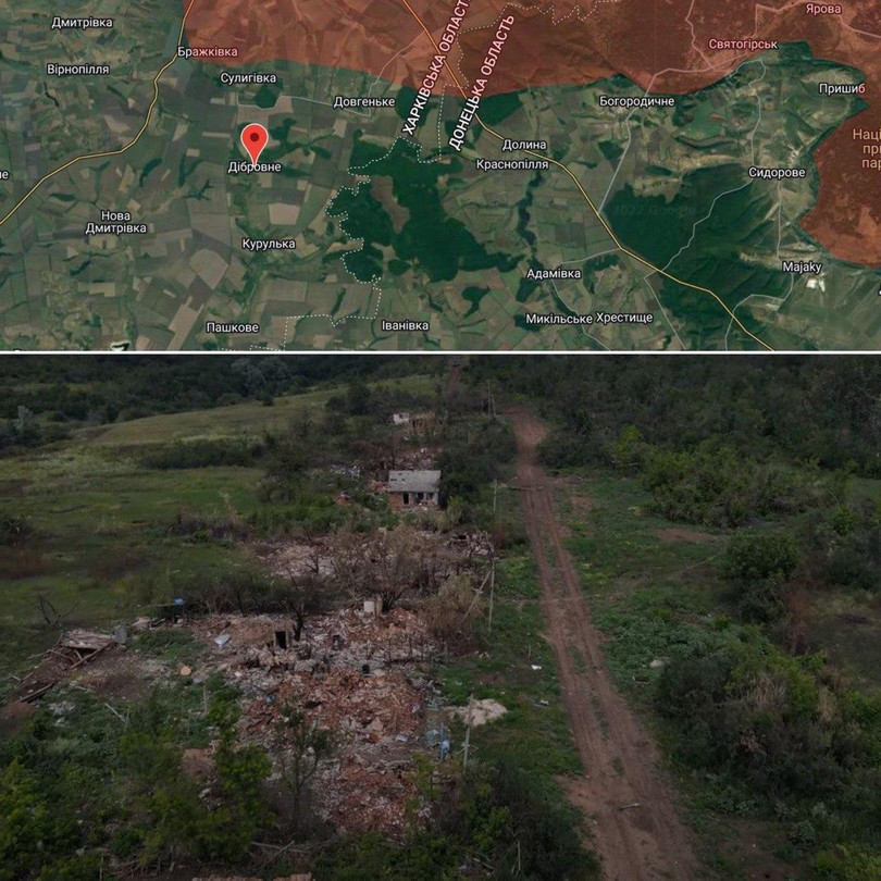 Vị trí làng Dibrivne thuộc vùng Kharkiv. Ảnh mil.in.ua.