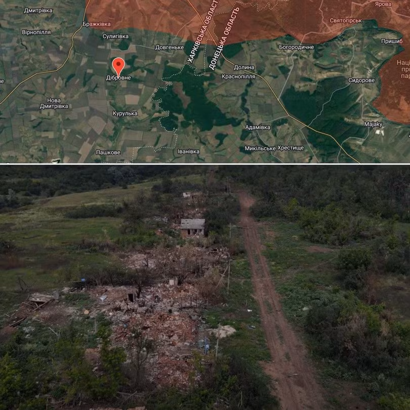 Vị trí làng Dibrivne thuộc vùng Kharkiv. Ảnh mil.in.ua. Vị trí làng Dibrivne thuộc vùng Kharkiv. Ảnh mil.in.ua.