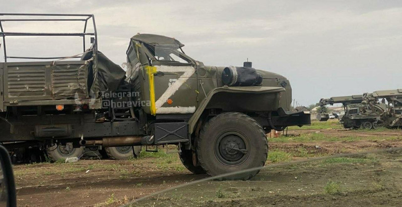 Thiết bị quân sự của Nga bị hư hại ở khu vực Dzhankoy. Tháng 7/2022. Ảnh: @horevica