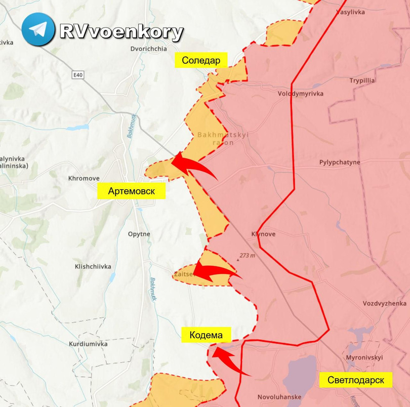 Các mũi tiến công và khu vực giao chiến ác liệt trên chiến trường Donetsk. Ảnh RusVesna.