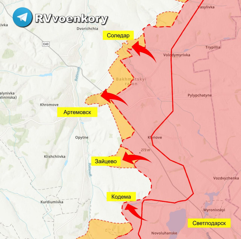 Các hướng tấn công chính của quân đội Nga, dân quân Donbass trên chiến trường Donetsk. Ảnh Rus Vesna.