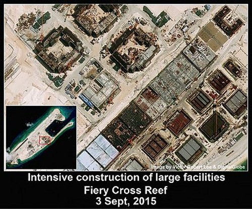 Trung Quốc xây công trình như Lầu Năm Góc ở Trường Sa ảnh 1 Trung Quốc xây công trình như Lầu Năm Góc ở Trường Sa ảnh 1