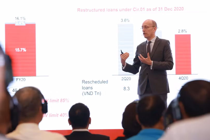 CEO Techcombank Jens Lottner chia sẻ tại ĐHĐCĐ thường niên 2021 của Techcombank