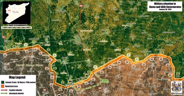 Bản đồ tình hình chiến sự chiến trường tỉnh Hama